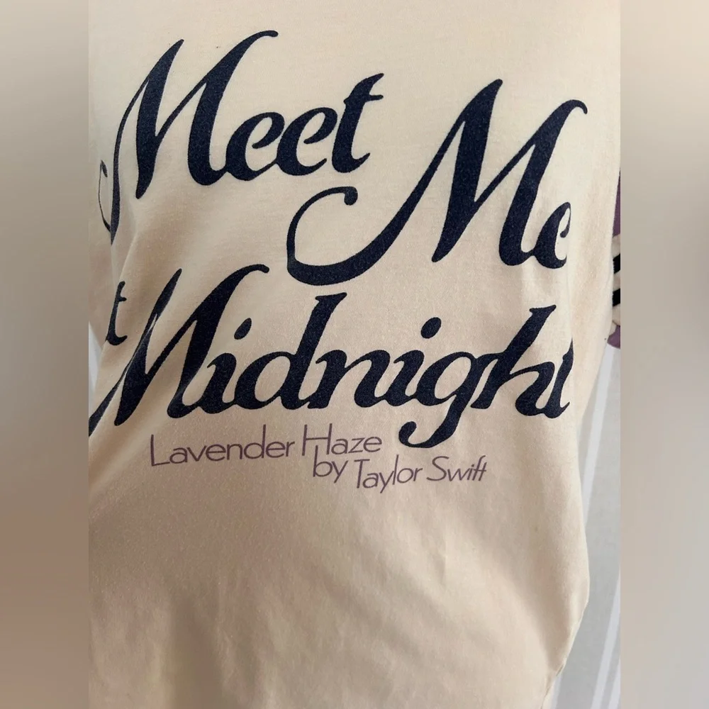 Taylor Swift Meet Me At Midnight Lavender Haze Cream & Purple Ringer Tee - Picture 2 of 9
